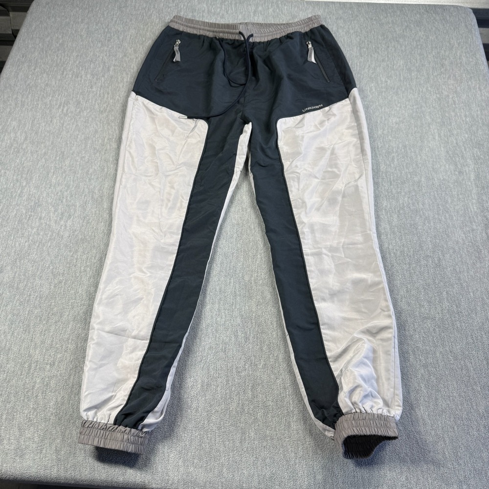 Unknwn Track Pants Men's XL Grey Navy Colorblock Zipper Pocket Jogger Gym Pants
